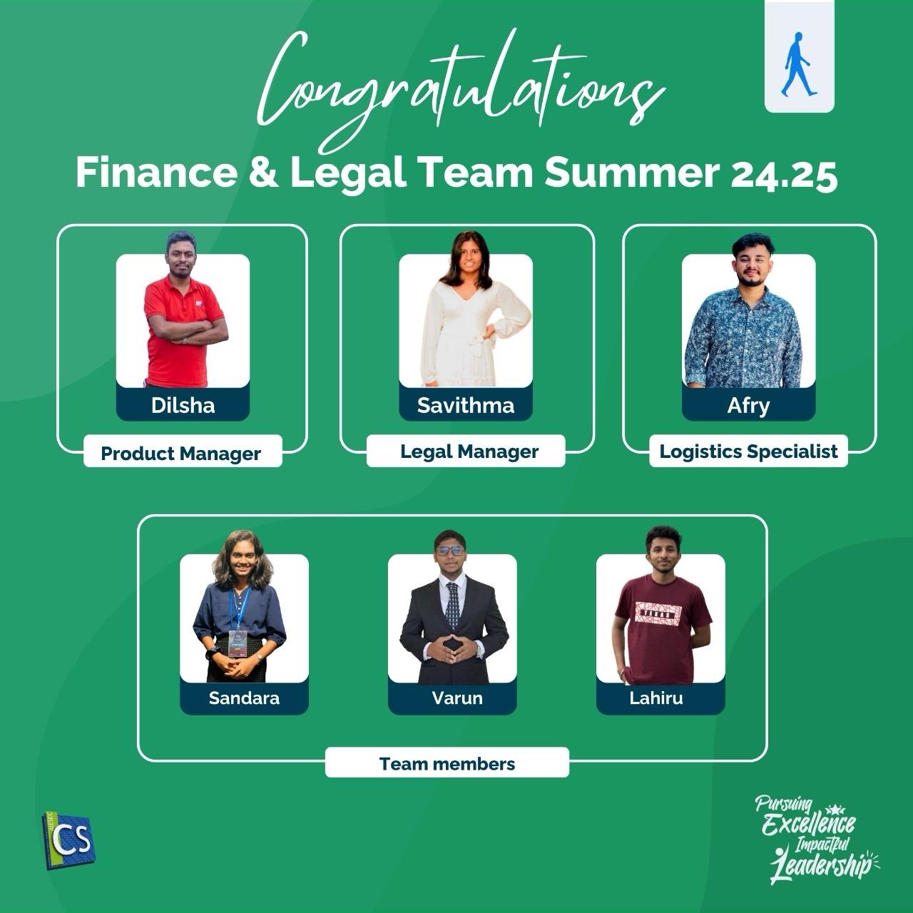Finance and Legal Team Member — AIESEC in Colombo South · oGV