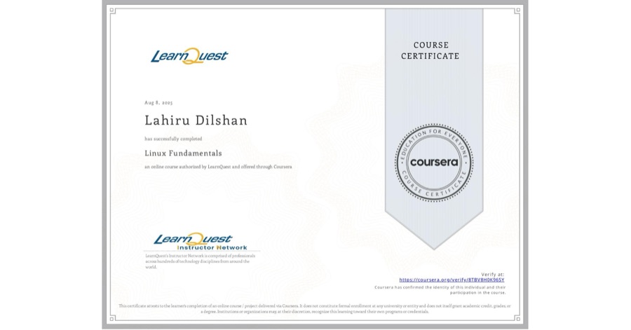 Linux Fundamentals — LearnQuest · Coursera